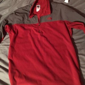 Red and grey north face jacket men’s